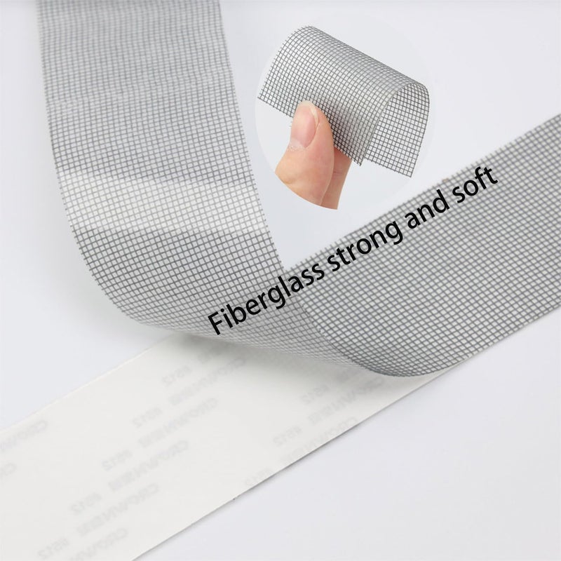 Vakerga 2024 New Strong Adhesive Screen Repair Tape, Screen Repair Kit Window Screen Repair Tape, Fiberglass Screen Tape Mesh Repair Suitable (5cm x 200cm) for mesh Doors and Windows Gray - Image 5